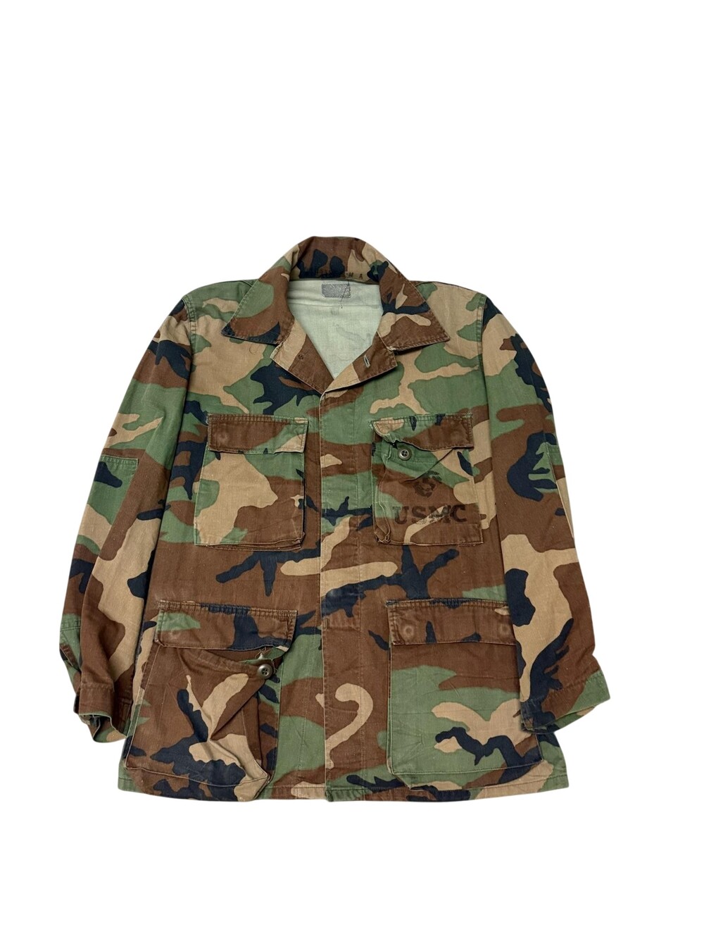 Vintage USMC Jacket Mens Small Green Woodland Camo Military Field BDU Outdoor